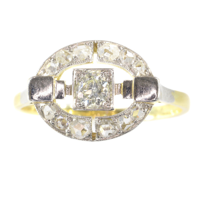 Art Deco diamond ring in two tone gold by Unknown artist