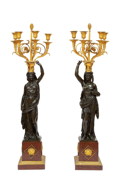 An imposing pair of French Louis XVI ormolu and bronze candelabra, François Remond, circa 1800 by François Remond