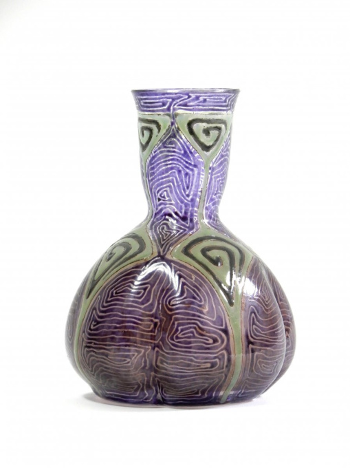 Art Nouveau vase with enamel decoration by Artista Sconosciuto