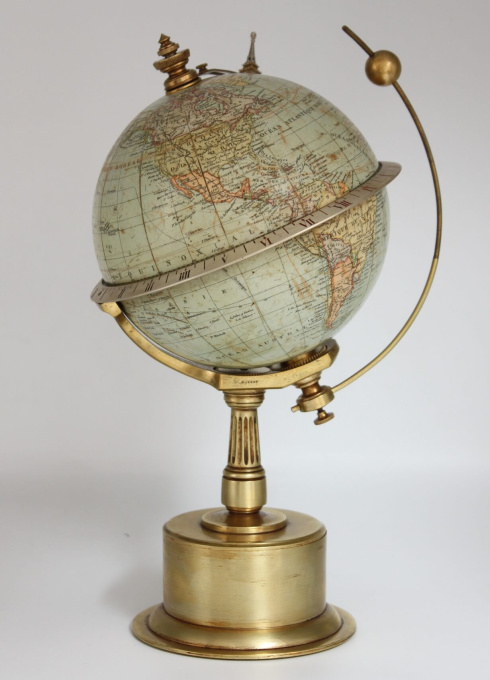 A French brass ‘chronosphere’ globe clock G. Thomas Paris, circa 1910 by G. Thomas