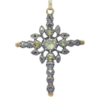 Antique early Victorian Belgian/French diamond cross pendant by Unknown Artist