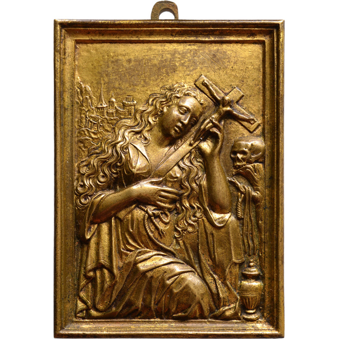 A gilt-bronze rectangular plaque with the Penitent Magdalene, The Netherlands, late 16th century by Unknown Artist