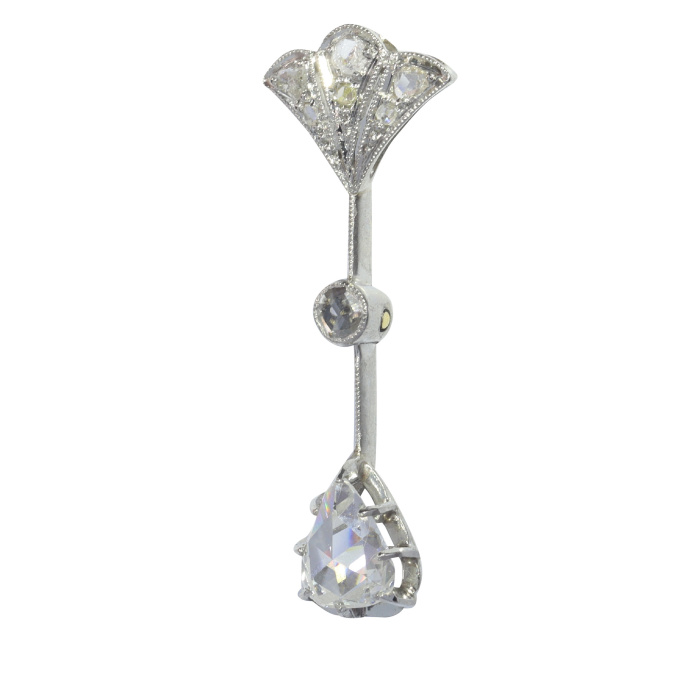 Vintage 1920's Art Deco diamond pendant with large rose cut diamond pear shape by Artista Sconosciuto