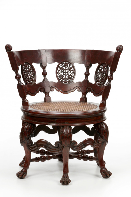 Rotating "Burgomaster" chair, Ceylon/Sri Lanka by Artiste Inconnu