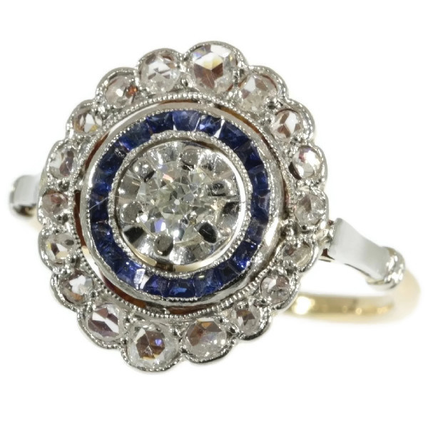 Art Deco diamond and sapphire engagement ring by Artista Sconosciuto