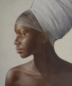 Anne Dewailly Fontainhead of light ou MAKEBA Original oil painting 120 x 100 cm y 2024 by Anne Dewailly