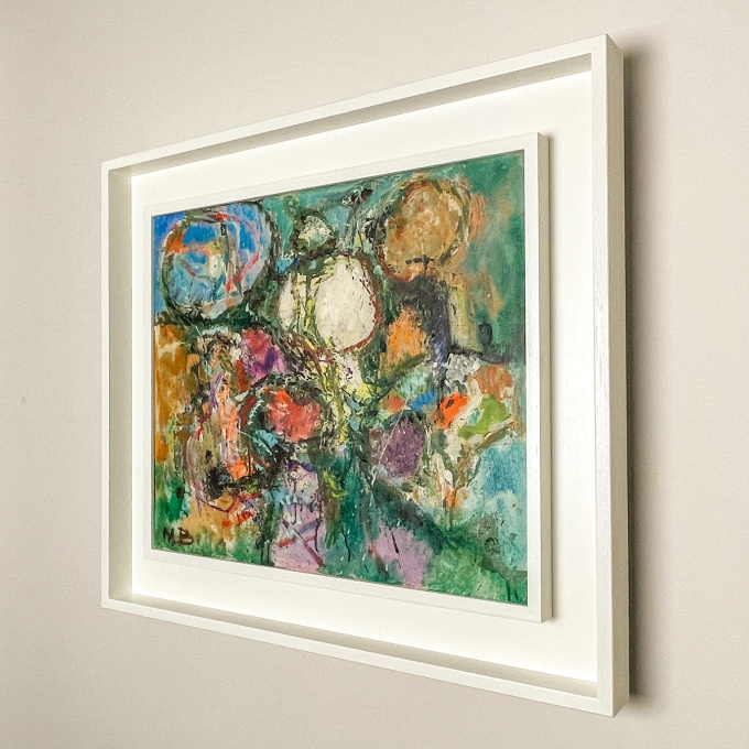 Mogens Balle – Composition (Figures), circa 1965 – oil on canvas, professionally framed by Mogens Balle