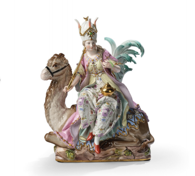 A group of four Meissen porcelain sculptures depicting the four Continents by Unknown artist