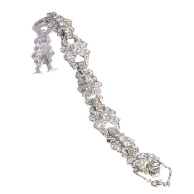 Vintage platinum diamond bracelet Art Deco style made in the Fifties by Unknown Artist
