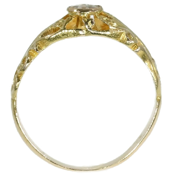 Antique Victorian mens ring with one rose cut diamond by Artista Sconosciuto