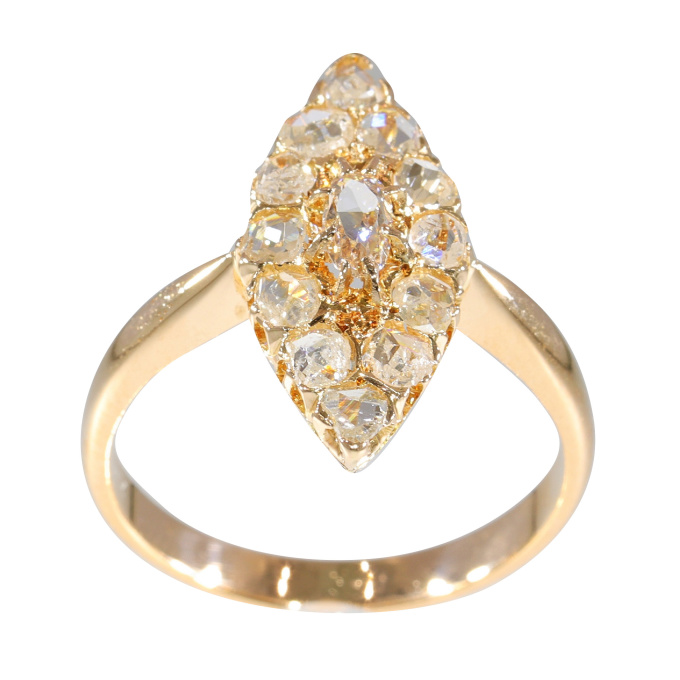 Vintage antique diamond marquise shaped ring by Unknown artist