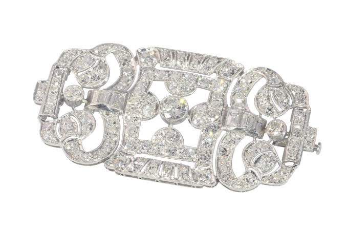 Vintage 1920's Art Deco platinum diamond brooch by Unbekannter Künstler