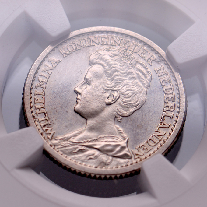25 cent Wilhelmina NGC PF 61 by Onbekende Kunstenaar