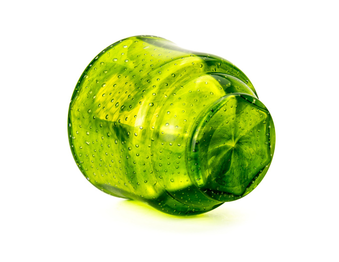 Johann Loetz Witwe – Ausführung 140 – “Controlled air bubbles” in ground color Green by Johann Loetz (Lötz) Witwe Klostermühle
