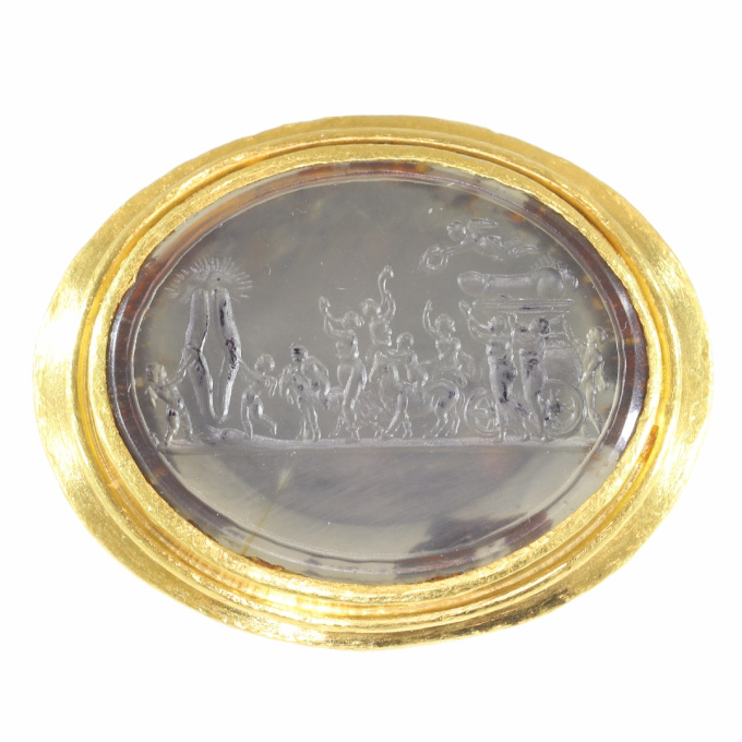 Gold 18th Century erotic intaglio ring The triumph of Priapus"" by Artista Desconocido