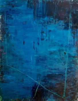 Blue lake by Onbekende Kunstenaar