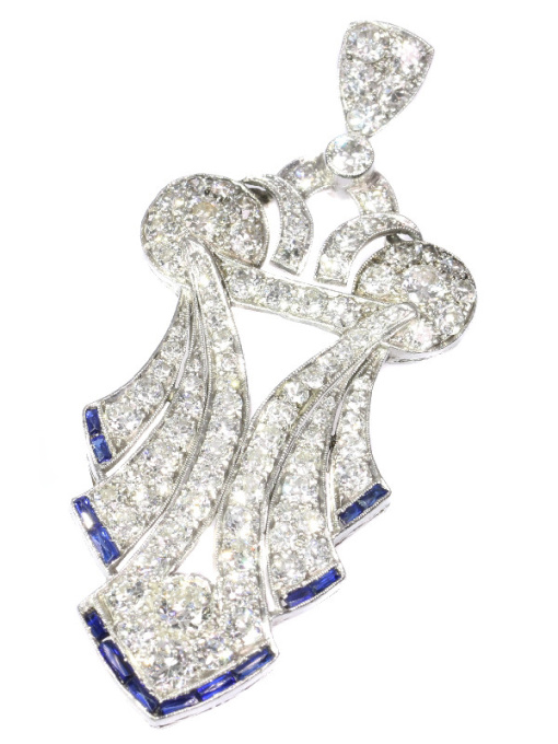 Original stylish Vintage Art Deco platinum diamond loaded pendant by Artista Desconhecido