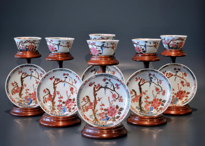 Series of 6 Chinese cups and saucers (Yongzheng period) by Onbekende Kunstenaar