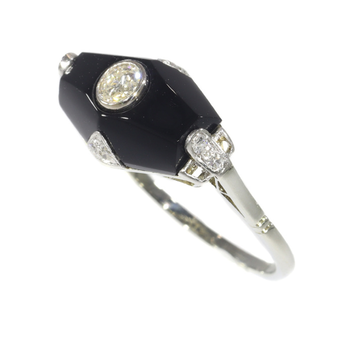 Art Deco diamond and onyx ring by Unknown Artist