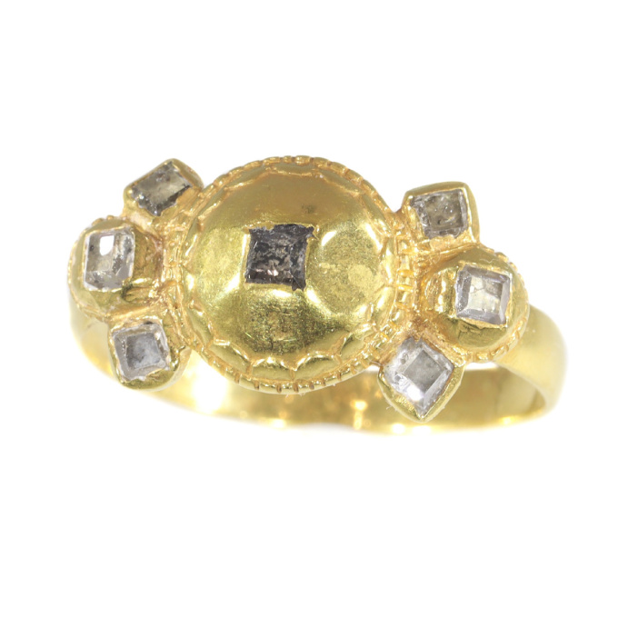 17th Century Antique Baroque diamond gold ring by Unknown Artist
