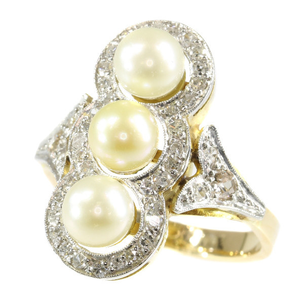 Vintage diamond and pearl ring from the Fifties by Artista Desconocido