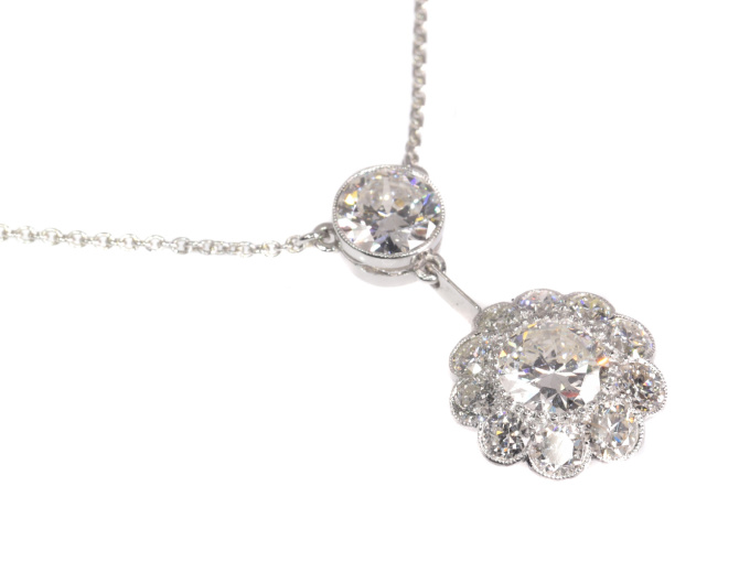 Large Art Deco diamond pendant with total 4.27 crt brilliant cut diamonds by Artiste Inconnu