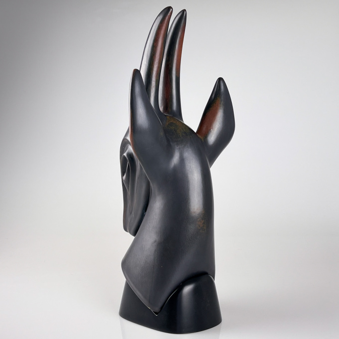 A large glazed stoneware sculpture of an Antilope - Rörstrand, Sweden ca. 1955 by Gunnar Nylund