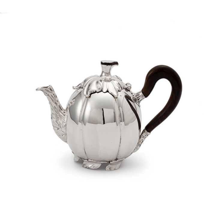 Dutch silver pumpkin-shaped teapot by Salomon Lamberts