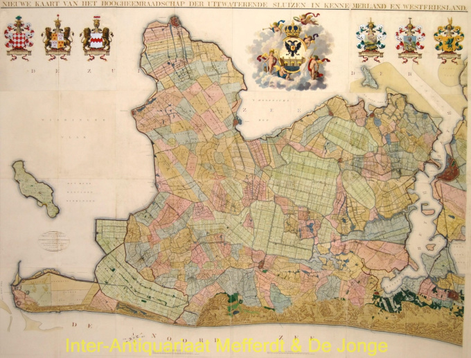 Noord Holland antieke wandkaart naar Johannes Dou by C.W.M. Klijn