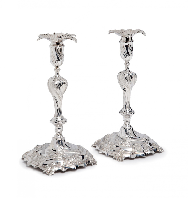 Pair of silver candlesticks by Johannes Jansen