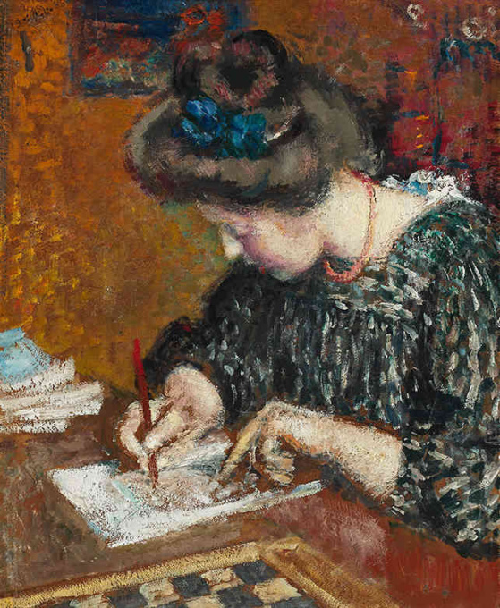 Portrait of Mrs Lemmen Writing by Georges Lemmen
