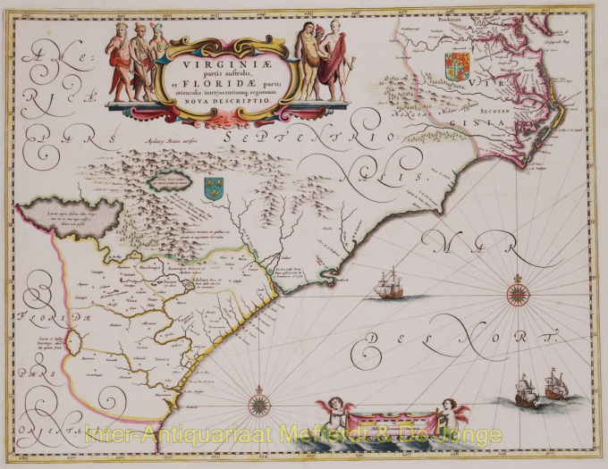 North America, Virginia, East coast antique map  by Artista Desconocido