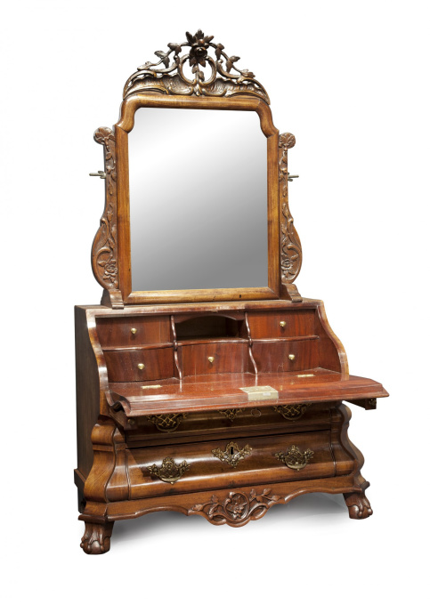 Dutch Louis Quinze miniature bureau with mirror by Unknown artist