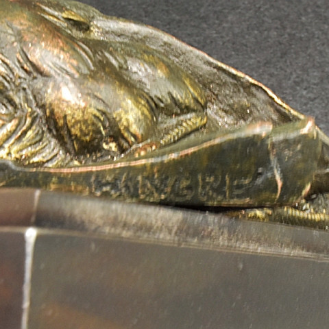 Art deco bronze sculpture dead bird by Hingre