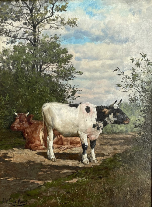 Rustende koeien by Johannes Hubertus Leonardus De Haas