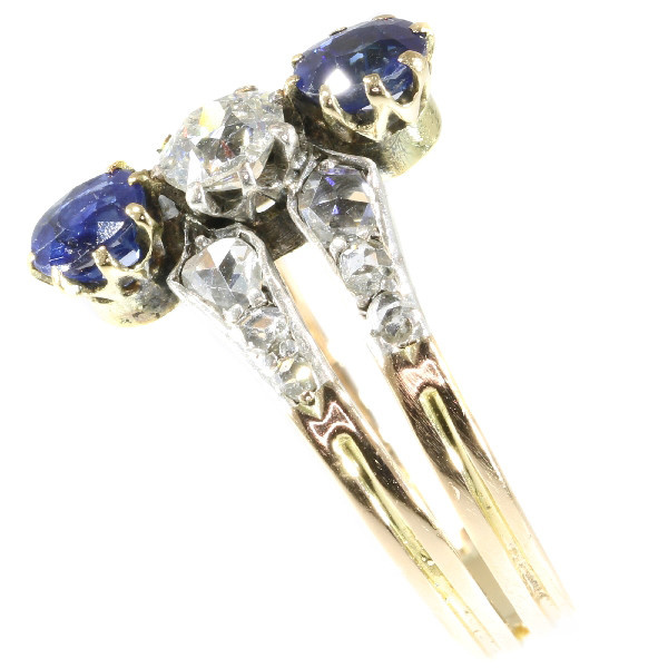 Antique Victorian ring with diamonds and sapphires by Unknown artist