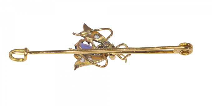Vintage antique gold diamond fly on bar brooch by Unknown Artist