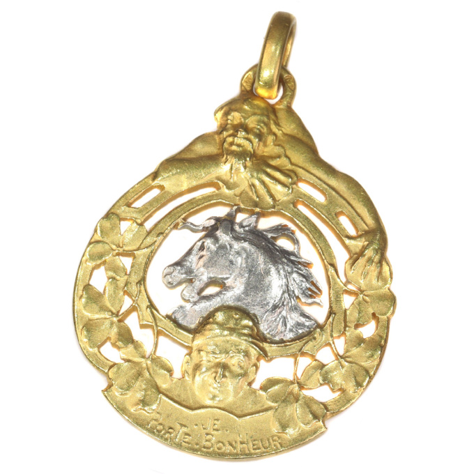Antique French gold good luck charm, good luck token for horse races by Artista Sconosciuto
