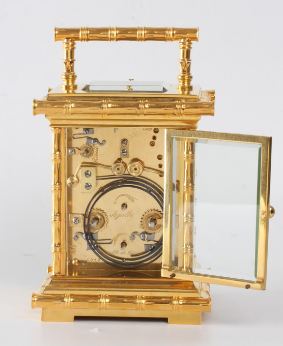 A French gilt 'Bamboo case' carriage clock, circa 1890 by L.F.