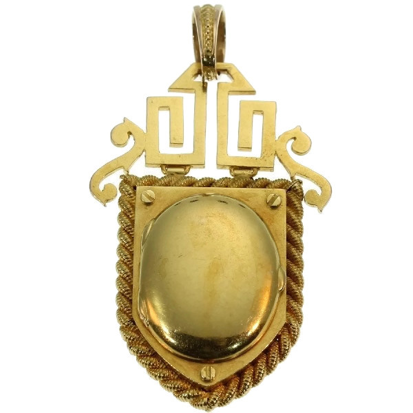 French Victorian gold locket with turquoise and rose cut diamonds by Artista Sconosciuto