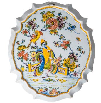 Dutch Delft chinoiserie plaque, 18th century by Artiste Inconnu
