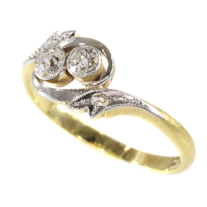 Estate engagement ring cross over or the romantic toi et moi by Unknown Artist