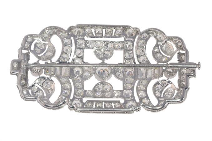 Vintage 1920's Art Deco platinum diamond brooch by Artiste Inconnu