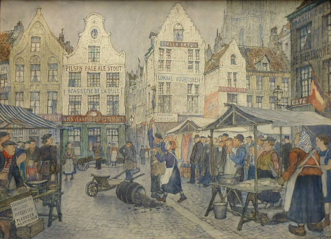 A Market scene by Han Jelinger