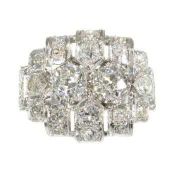 Strong design Art Deco platinum diamond engagement ring by Unknown Artist