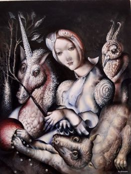 Unicorno I - Oil on Panel - In Stock by Tino Luciano