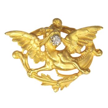 Griffing brooch Late Victorian Early Art Nouveau gold with diamond by Unknown Artist