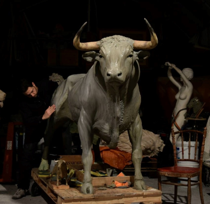 Stier life size - Bronze by Chris Tap