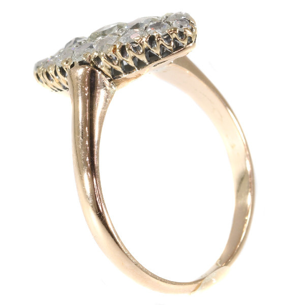 Antique Victorian diamond boat shaped ring with rose cut diamonds by Unknown artist