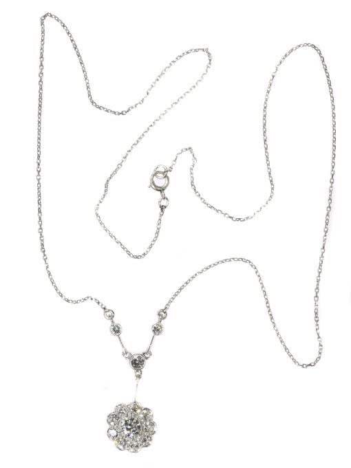 Vintage Art Deco platinum diamond chandelier necklace by Onbekende Kunstenaar
